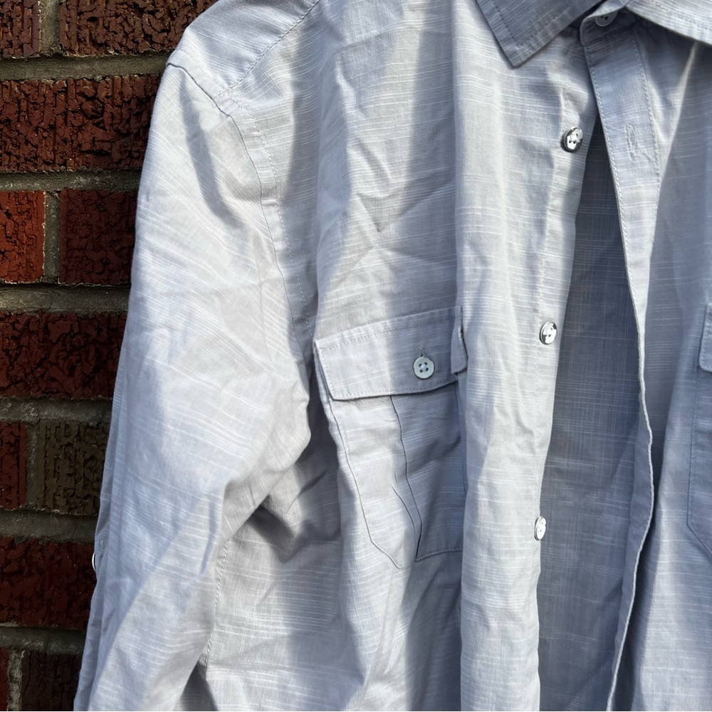 Alfani Light Gray Collared Button Down Regular Fi… - image 3